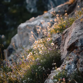 Close-up of mountain wildflowers with morning light - Image 3