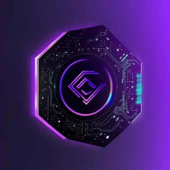 Bold and impactful logo for a cryptocurrency exchange with a coin icon in purple and black - Image 2