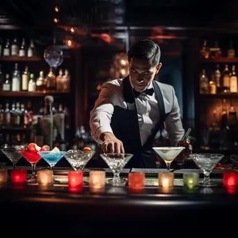 Bartender shaking a martini at a sophisticated cocktail bar - Image 1