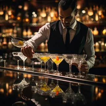 Bartender shaking a martini at a sophisticated cocktail bar - Image 4