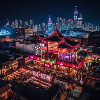 Panoramic view of a city nightlife from a rooftop bar - Image 2