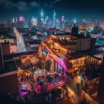 Panoramic view of a city nightlife from a rooftop bar - Image 3