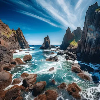 Remote coastal sea stacks with beaches and cliffs - Image 3