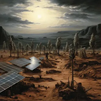 Solar farm in desert symbolizing shift towards renewable energy - Image 1