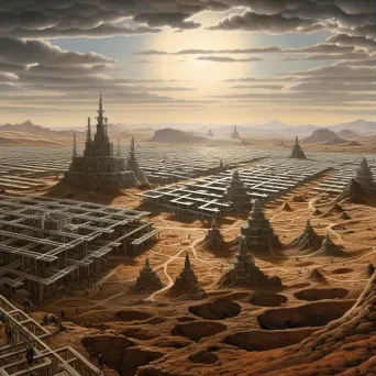 Solar farm in desert symbolizing shift towards renewable energy - Image 3