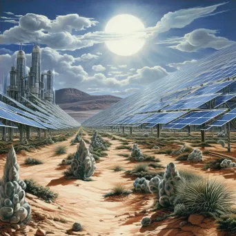 Solar farm in desert symbolizing shift towards renewable energy - Image 4