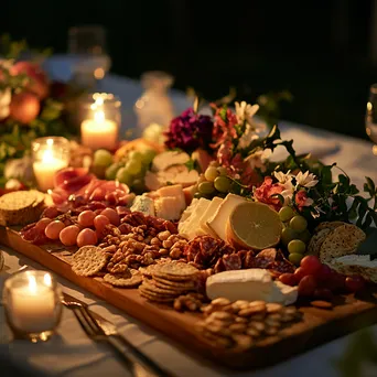 An elegant charcuterie board displaying fruits, nuts, and cheese. - Image 2