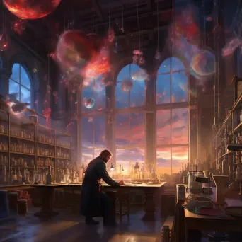 Picture of a scientist working in a colorful lab setting - Image 1