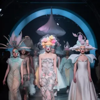 Surreal avant-garde fashion runway scene - Image 1