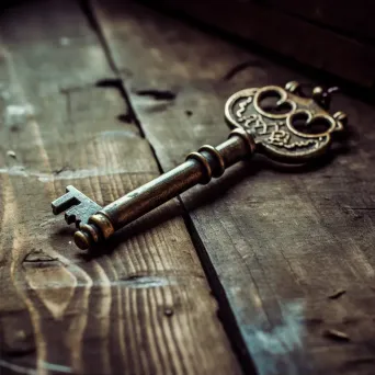 Vintage Key on Wooden Table