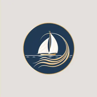 Elegant and luxurious logo design with yacht icon in navy and gold colors - Image 2