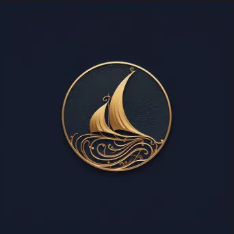 Elegant and luxurious logo design with yacht icon in navy and gold colors - Image 3