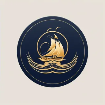 Elegant and luxurious logo design with yacht icon in navy and gold colors - Image 4