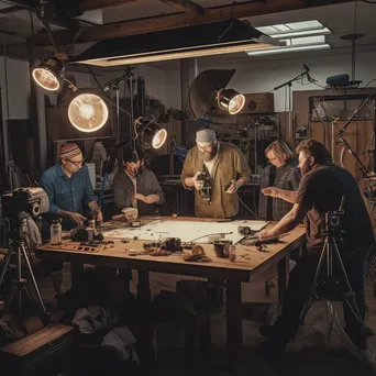 Team conducting a workshop with tools and materials in a bright space - Image 4