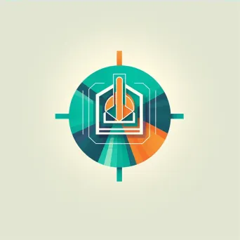 Retro-futuristic microscope icon research lab logo in teal and orange colors - Image 3