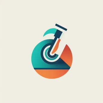 Retro-futuristic microscope icon research lab logo in teal and orange colors - Image 4