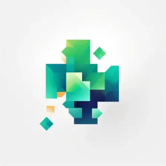 Modern and abstract digital media agency logo with a stylized pixel icon in green and blue - Image 1