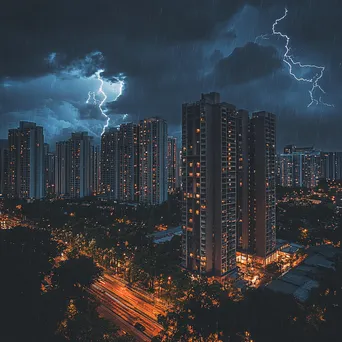 Thunderstorm Over Urban Skyline