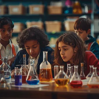 Children conducting a science experiment in class - Image 2