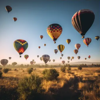 Hot air balloons flying over a field of colorful balloons in different shapes and sizes - Image 3