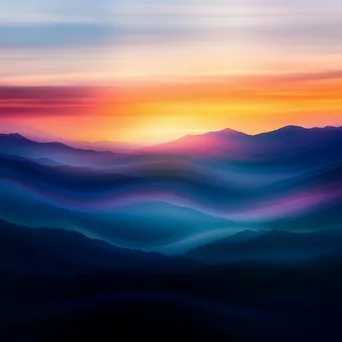 Blurred mountain range at sunset - Image 1