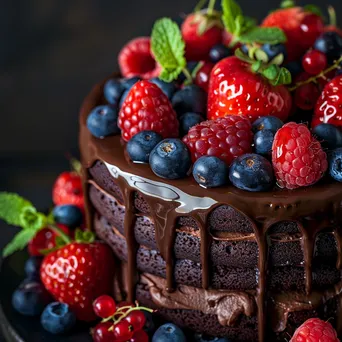 Decadent Chocolate Cake with Berries