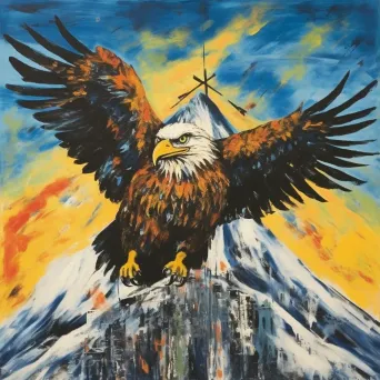 Majestic eagle soaring high above a tall mountain range - Image 3