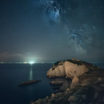 Aries constellation over coastal cliff at night - Image 1