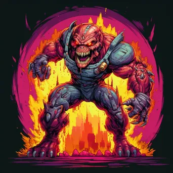 8-bit style pixel art of a vividly colored retro video game boss battle - Image 4