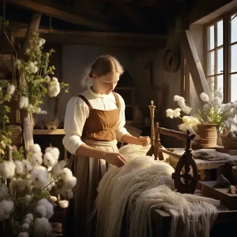 Woman weaving organic cotton cloth in a rustic environment - Image 4