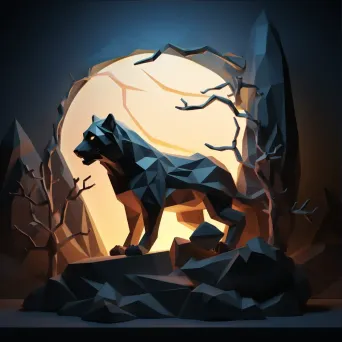 Low poly Chimera prowling in the wilderness under the moonlight - Image 3