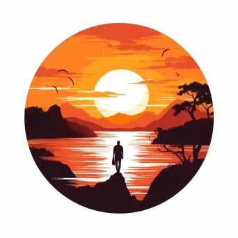 Monochrome sunset silhouette logo - Image 1