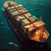 Aerial view of cargo ship with containers symbolizing global trade - Image 2