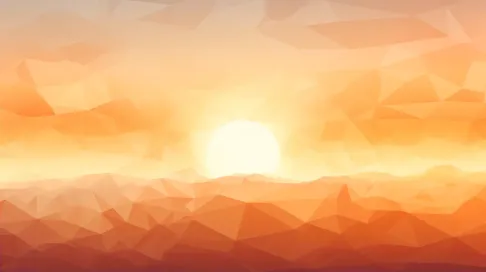 Simplistic low poly sunrise scene using large polygons and warm color gradients - Image 2