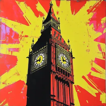 Pop art version of Big Ben in bold color schemes resembling a comic book aesthetic - Image 2