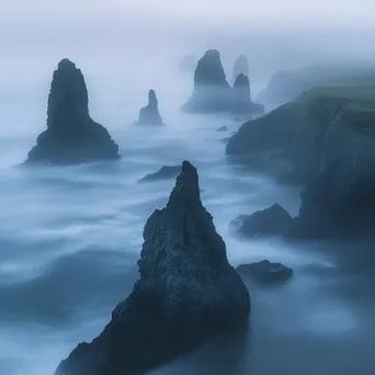 Mystical Fog over Coastal Sea Stacks