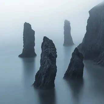 Fog-covered coastal sea stacks - Image 4