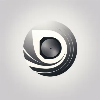 Sleek and modern video production company logo with a stylized camera lens icon in gray and white - Image 4