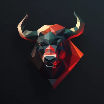 Bold and dynamic logo for a stock trading app with a bull icon in red and black - Image 4