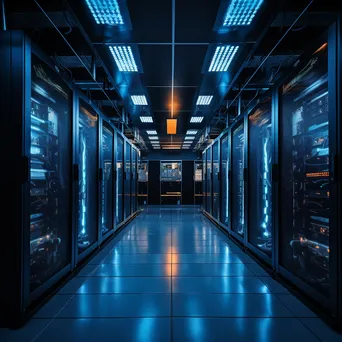 Modern server room with illuminated black racks and futuristic ambiance. - Image 3