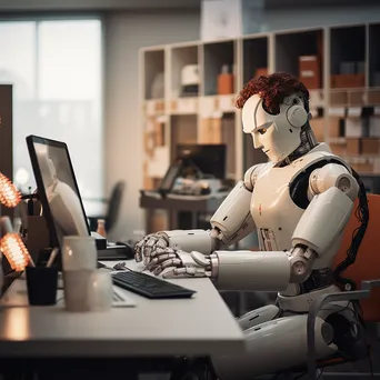 Humanoid robot performing tasks in a modern office - Image 1