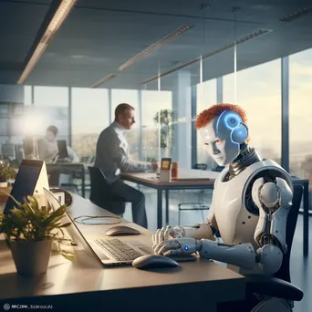 Humanoid robot performing tasks in a modern office - Image 2