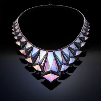 Low poly pearl necklace in iridescent colors inspired by Art Nouveau styles - Image 4