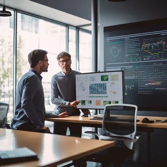 Two software engineers discussing code in a bright office setting. - Image 3