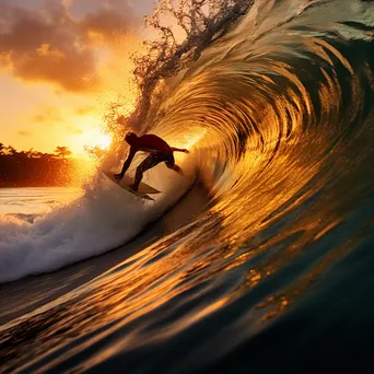 Surfer Riding the Wave