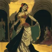 Image of a flamenco dancer in an ornate Bollywood-style costume - Image 1