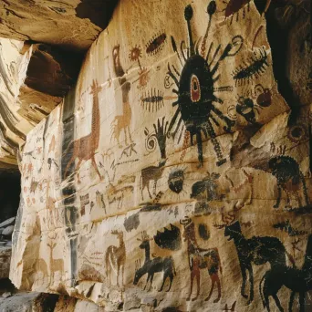 Ancient desert rock art gallery with petroglyphs - Image 4