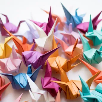 Colorful origami birds on white background - Image 2