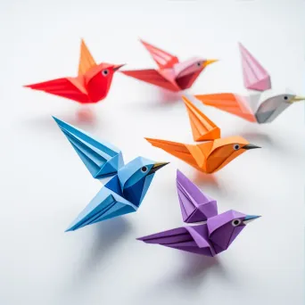 Colorful origami birds on white background - Image 3