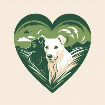 Line art logo of a dog and cat forming a heart shape in green and white. - Image 3